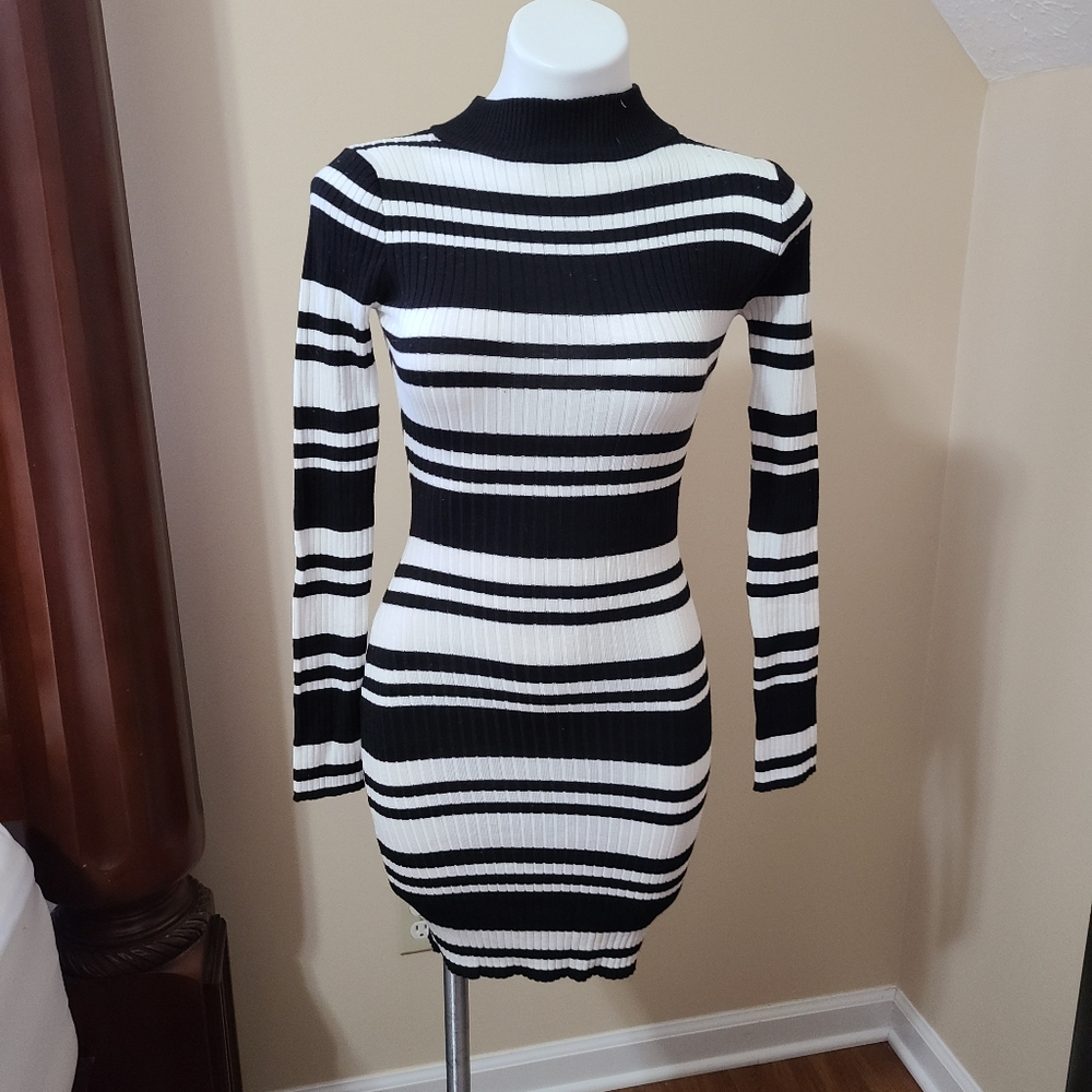 Striped mini sweater dress